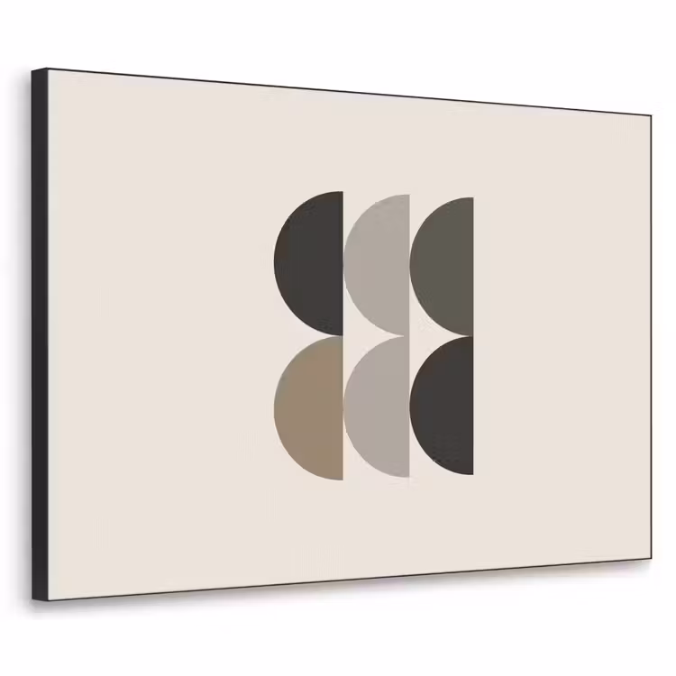 Halve cirkels - Aardetinten - Grafisch Textielframe zwart klein -3d