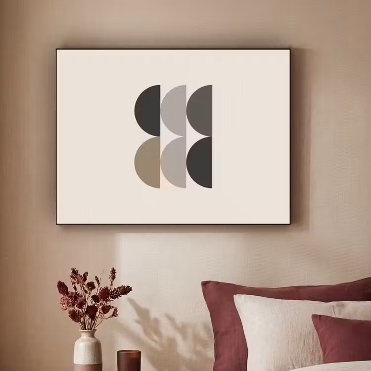 Halve cirkels - Aardetinten - Grafisch Textielframe zwart klein -sfeer1