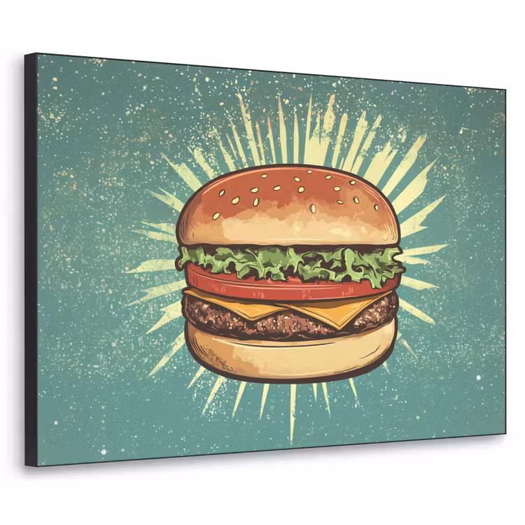 Hamburger - Illustratie - Sla - Kaas Textielframe - compleet frame klein -3d