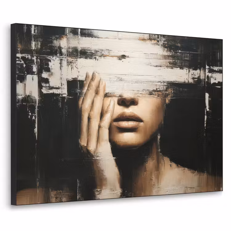 Hand - Gezicht - Strepen - Abstract Textielframe zwart klein -3d
