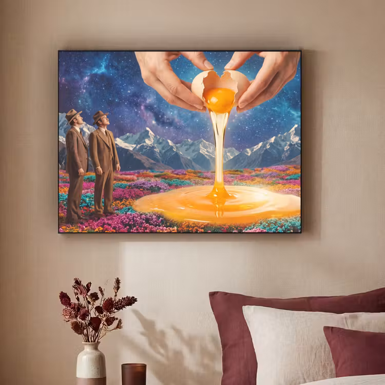 Art frame - Handen - Ei - Surrealisme - Handen - Ei - Surrealisme Textielframe zwart klein