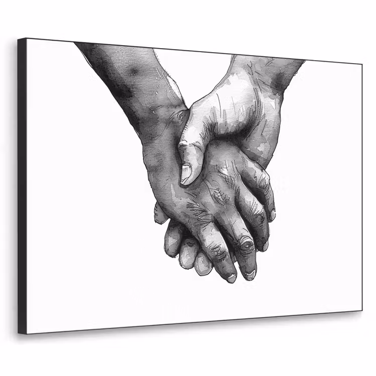 Handen - Zwart wit - Modern - Kunst Textielframe zwart klein -3d