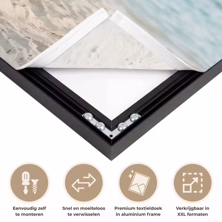 Hangmat - Strand - Wit Textielframe zwart klein -USP_closeupNL