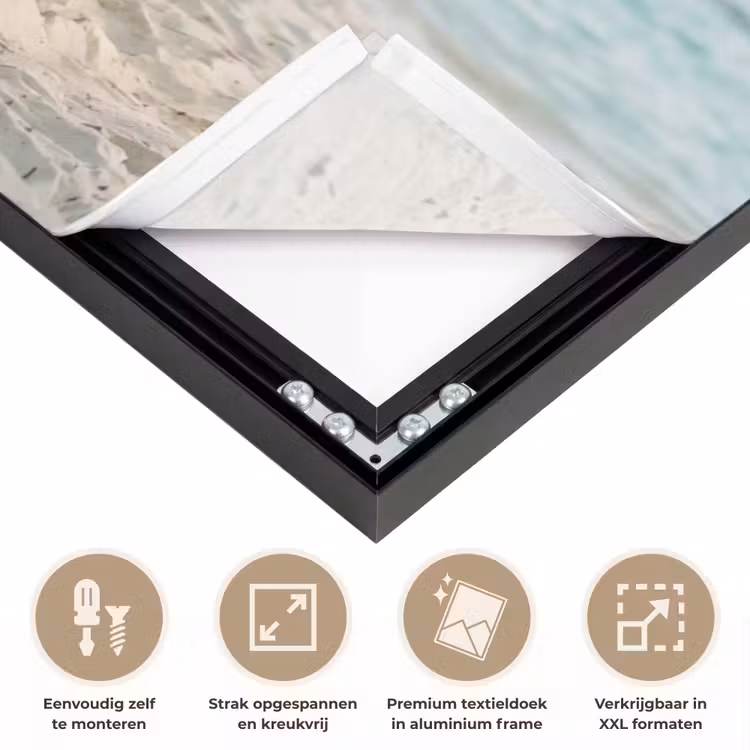 Hangmat - Strand - Wit Textielframe zwart klein -USP_feed_closeupNL