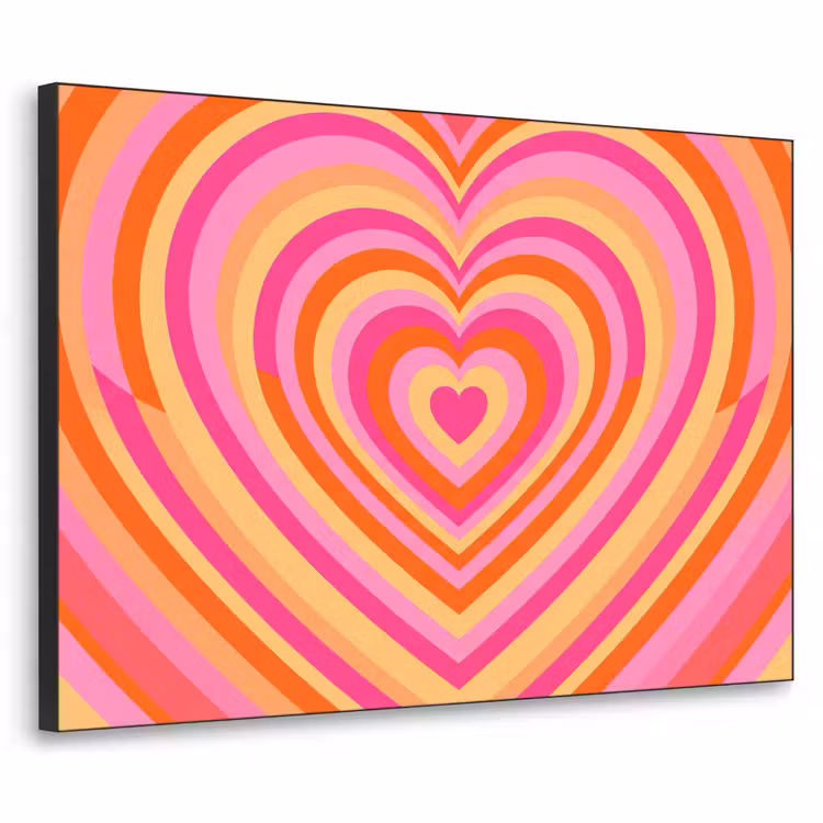 Hart - Concentrisch - Abstract - Liefde - Kleurrijk Textielframe zwart klein -3d