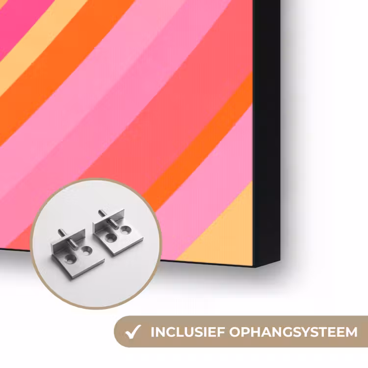 Hart - Concentrisch - Abstract - Liefde - Kleurrijk Textielframe zwart klein -USP_ophangsysteemNL