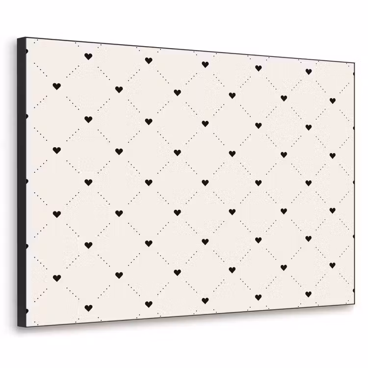 Hart - Dotline - Wit - Zwart Textielframe zwart klein 947 -3d