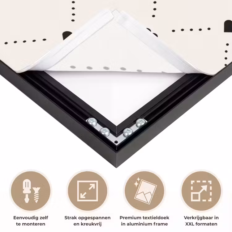 Hart - Dotline - Wit - Zwart Textielframe zwart klein 947 -USP_feed_closeupNL