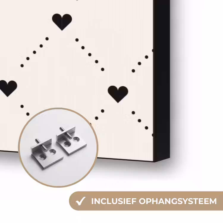 Hart - Dotline - Wit - Zwart Textielframe zwart klein 947 -USP_ophangsysteemNL