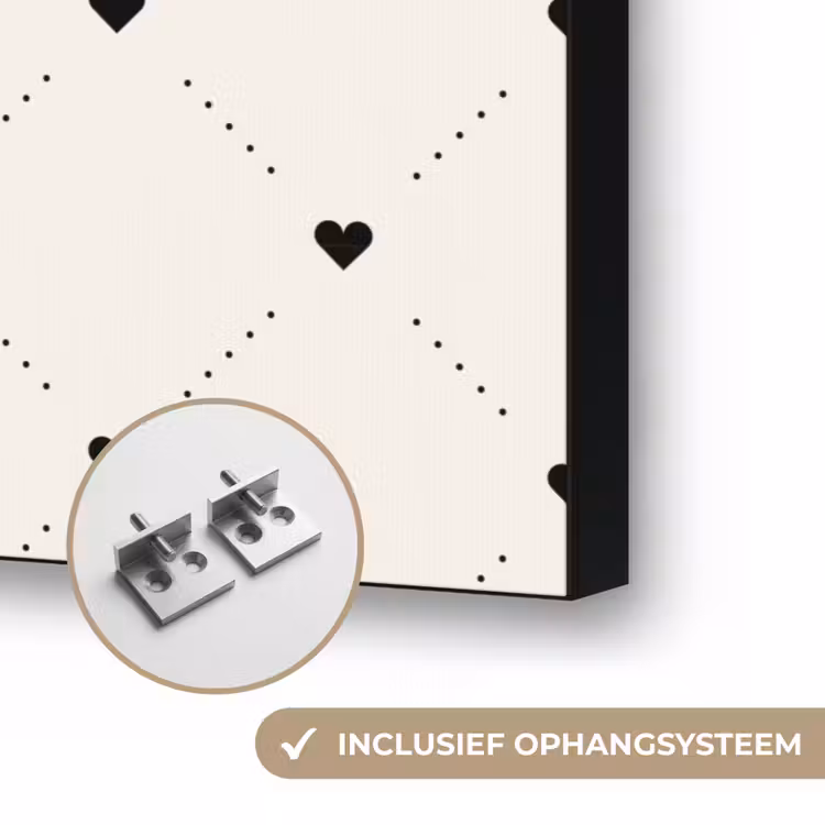 Hart - Dotline - Wit - Zwart Textielframe zwart klein 947 -USP_ophangsysteemNL