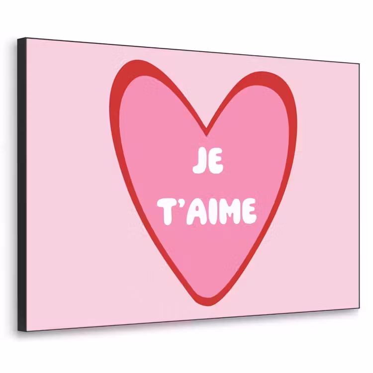 Hart - Frans - Valentijn - Roze Textielframe zwart klein -3d