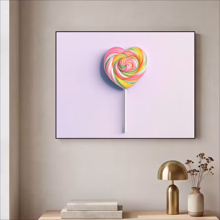 Hart - Lolly - Snoep Textielframe zwart klein -sfeer2