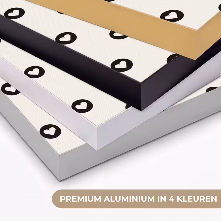 Hart - Rond - Wit - Zwart Textielframe zwart klein 947 -USP_kleurenNL