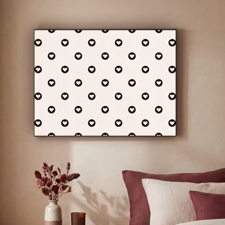 Hart - Rond - Wit - Zwart Textielframe - compleet frame klein 947 -sfeer1