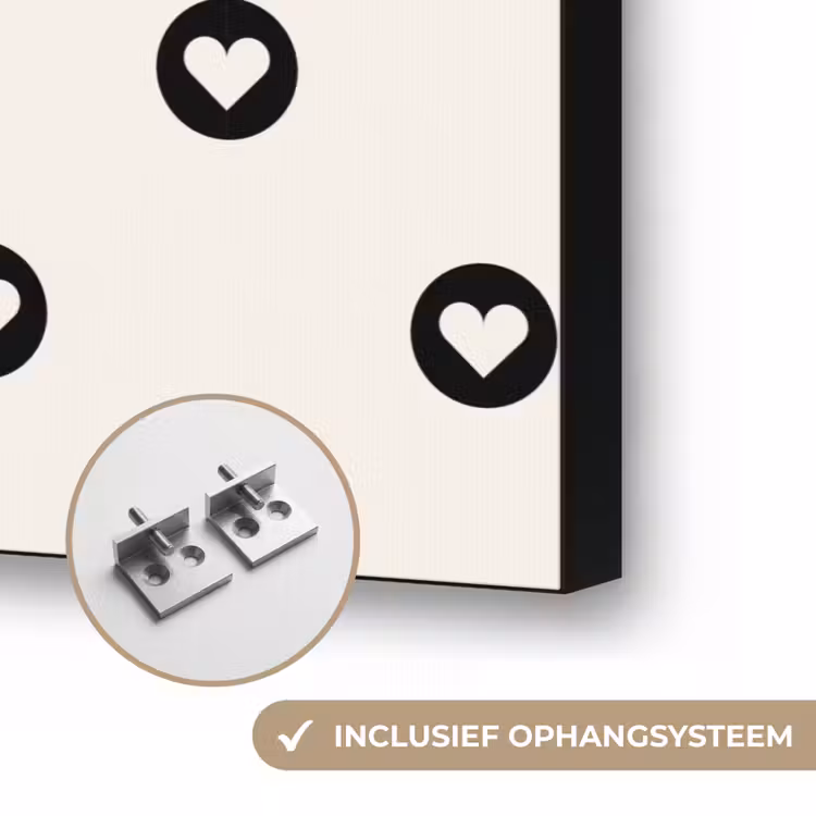 Hart - Rond - Wit - Zwart Textielframe zwart klein 947 -USP_ophangsysteemNL