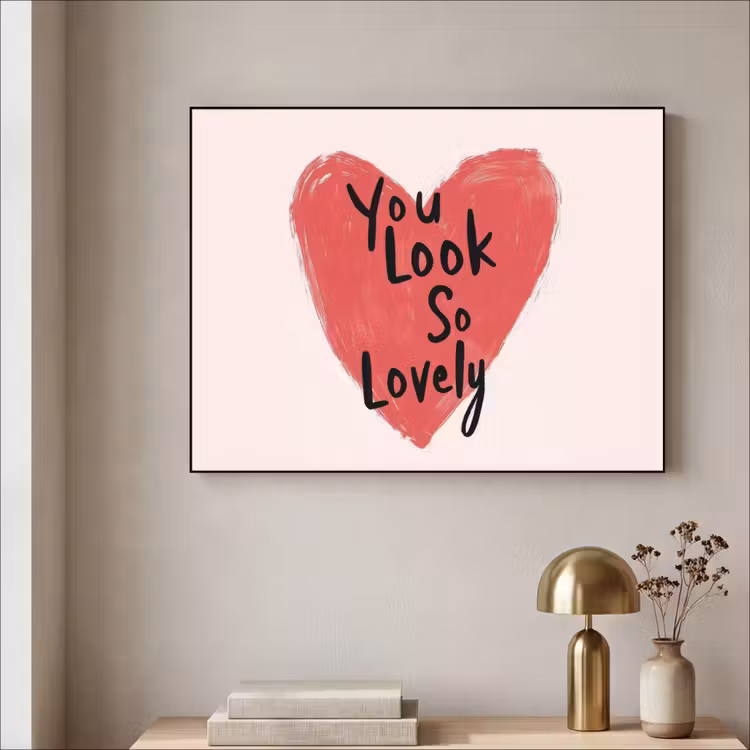 Hart - Rood - Valentijn Textielframe zwart klein -sfeer2