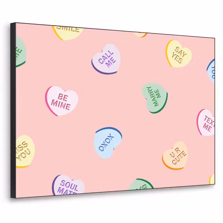 Hart - Snoep - Pastel - Tekst Textielframe zwart klein -3d