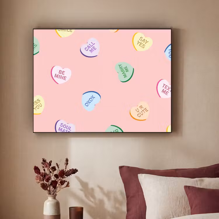 Hart - Snoep - Pastel - Tekst Textielframe zwart klein -sfeer1