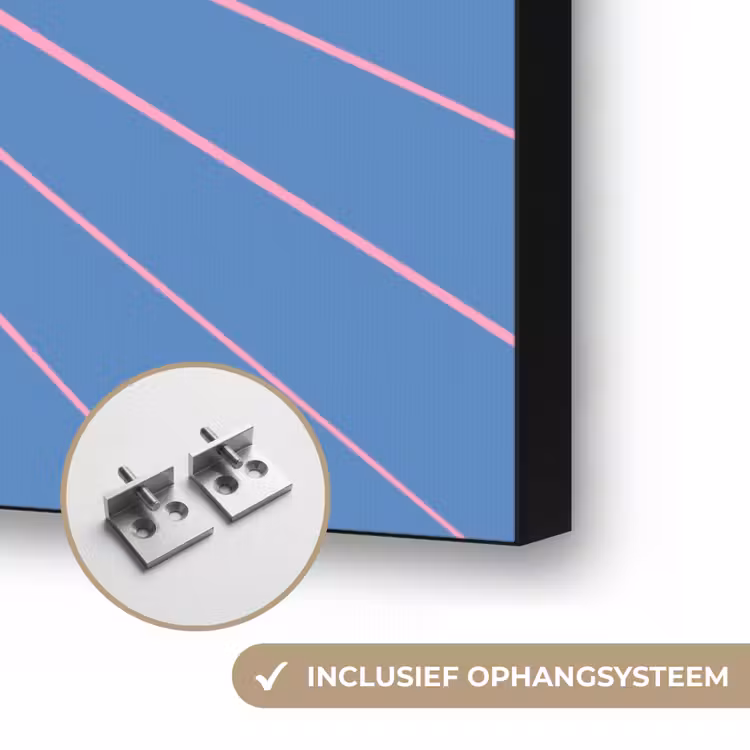 Hart - Stralen - Liefde - Modern - Roze Textielframe zwart klein -USP_ophangsysteemNL