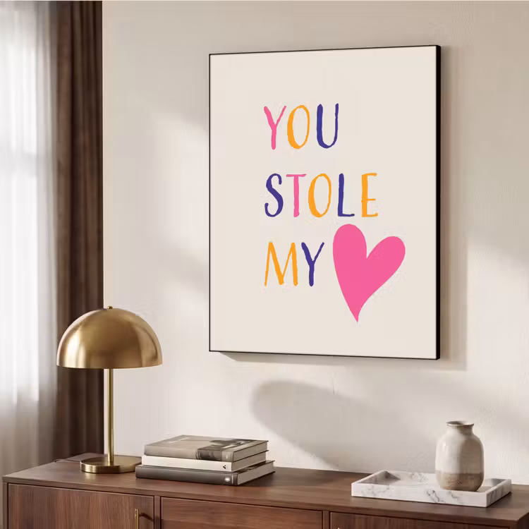 Hart - Valentijn - Tekst Textielframe zwart klein -sfeer3