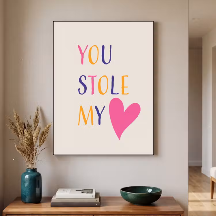 Hart - Valentijn - Tekst Textielframe zwart klein -sfeer1