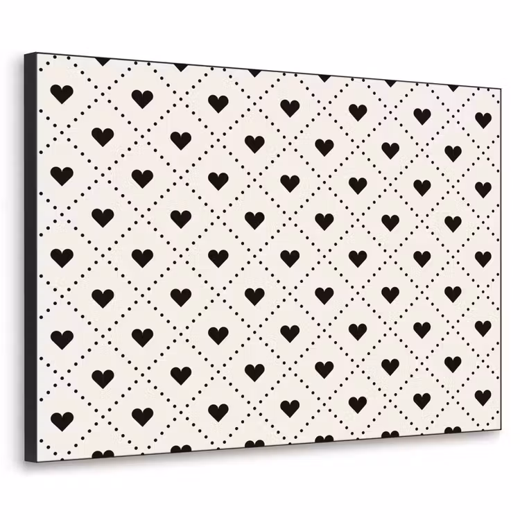 Hart - Vierhoek - Wit - Zwart Textielframe zwart klein 947 -3d