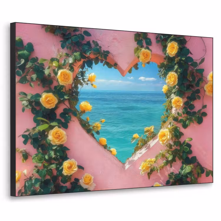 Hart - Zee - Muur Textielframe zwart klein -3d