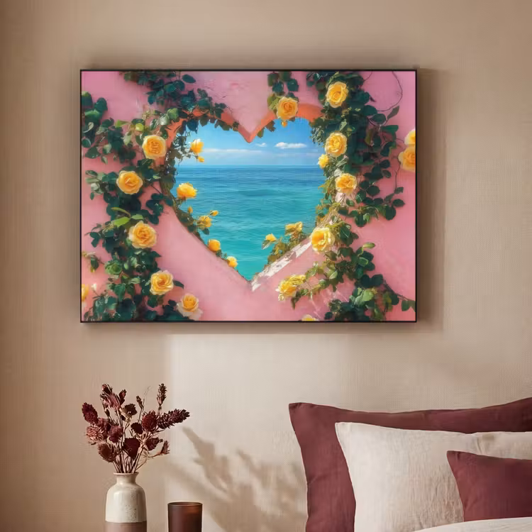 Hart - Zee - Muur Textielframe - compleet frame klein -sfeer1