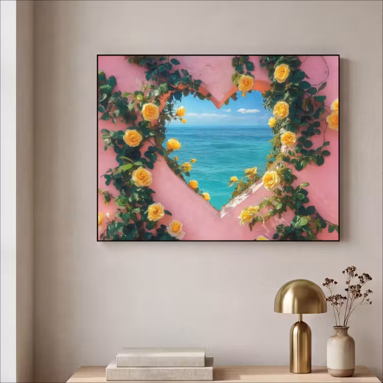 Hart - Zee - Muur Textielframe - compleet frame klein -sfeer2