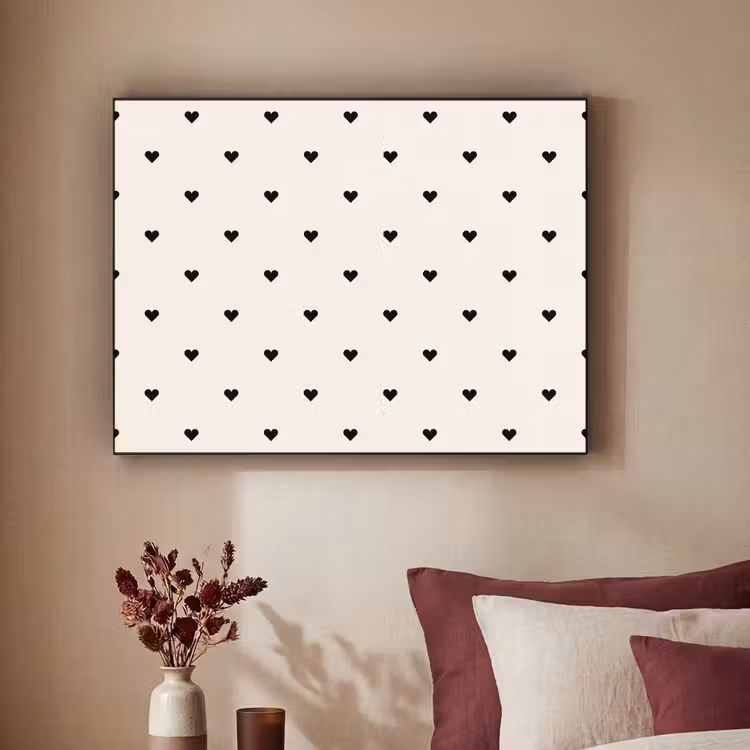 Harten - Liefde - Zwart - Wit Textielframe - compleet frame klein 947 -sfeer1