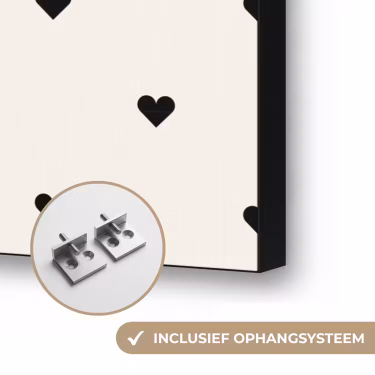 Harten - Liefde - Zwart - Wit Textielframe zwart klein 947 -USP_ophangsysteemNL