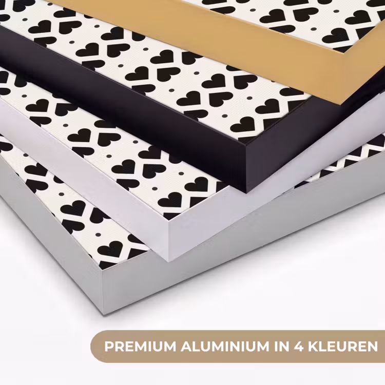 Harten - Lijn - Wit - Zwart Textielframe zwart klein 947 -USP_kleurenNL