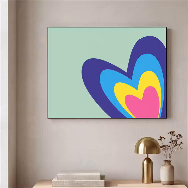 Hartjes - Kleurrijk - Valentijn Textielframe - compleet frame klein -sfeer2