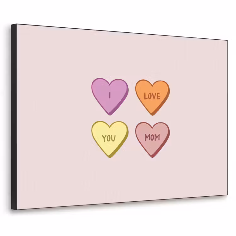 Hartjes - Pastel - Liefde - Moeder Textielframe zwart klein -3d