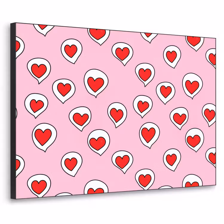 Hartjes - Patroon - Rood Textielframe zwart klein 947 -3d