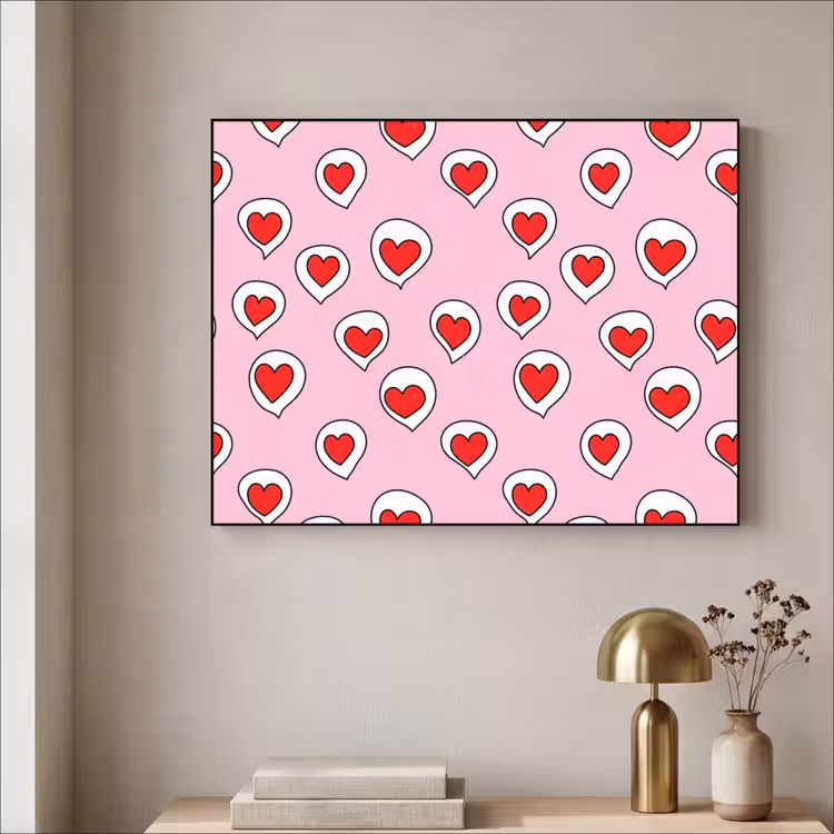 Hartjes - Patroon - Rood Textielframe zwart klein 947 -sfeer2