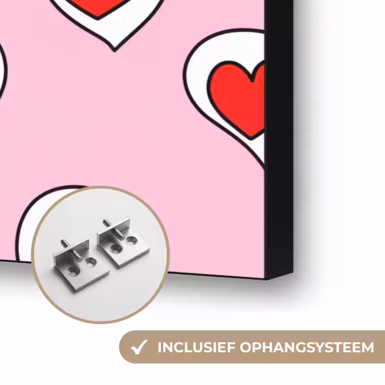 Hartjes - Patroon - Rood Textielframe zwart klein 947 -USP_ophangsysteemNL