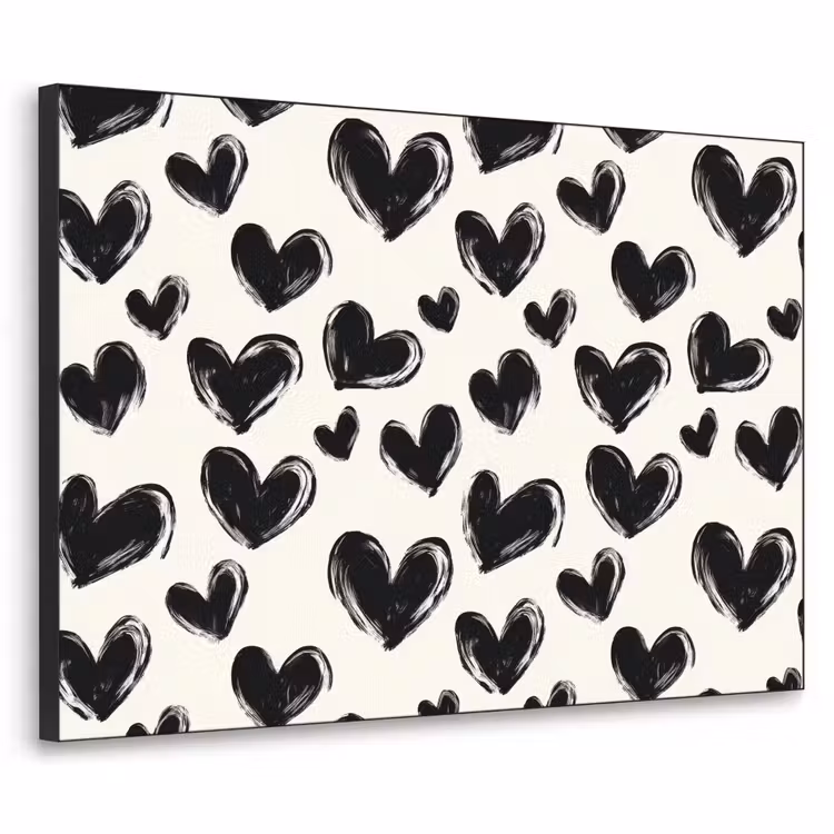 Hartjes - Patroon - Zwart Textielframe zwart klein 947 -3d