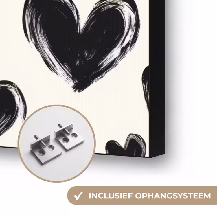 Hartjes - Patroon - Zwart Textielframe zwart klein 947 -USP_ophangsysteemNL