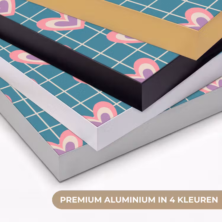 Hartjes - Raster - Patroon - Blauw Textielframe zwart klein 947 -USP_kleurenNL