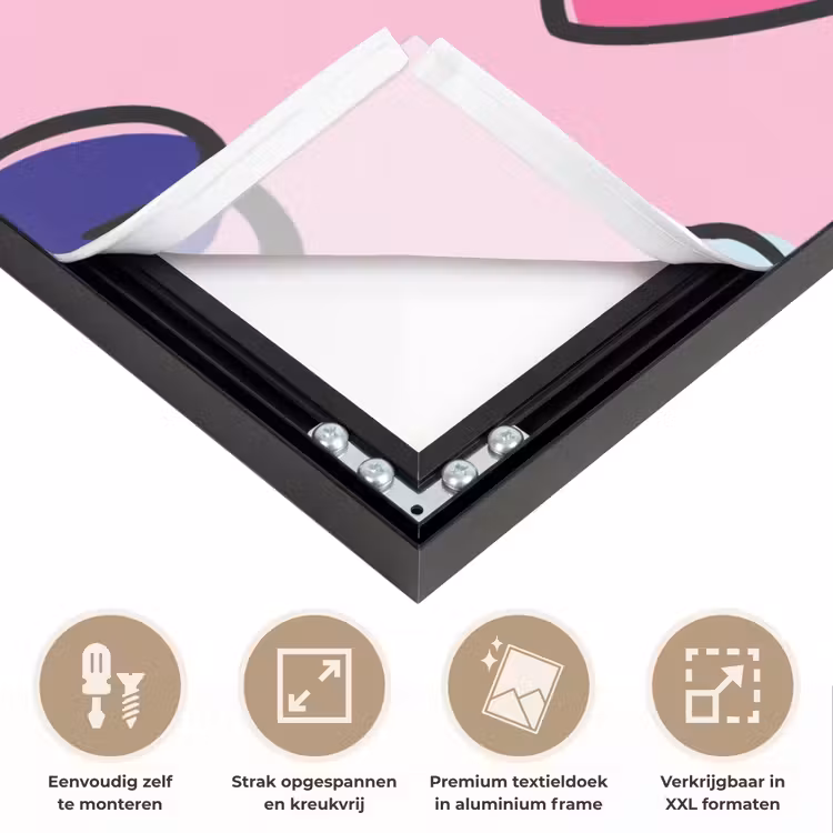 Hartjes - Valentijn - Patroon - Kleurrijk Textielframe zwart klein -USP_feed_closeupNL