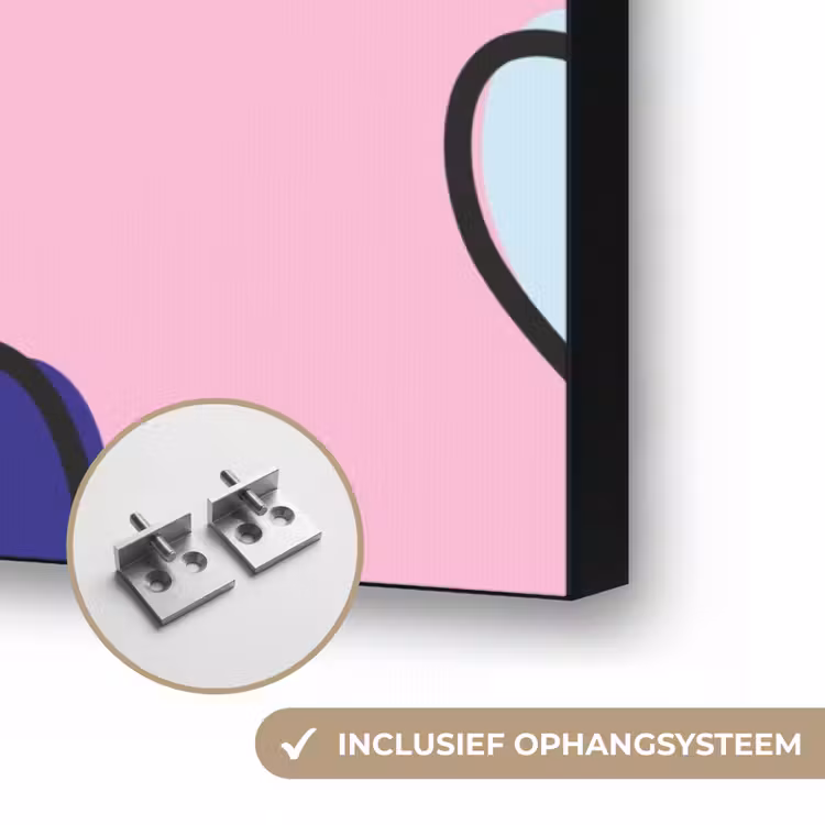 Hartjes - Valentijn - Patroon - Kleurrijk Textielframe zwart klein -USP_ophangsysteemNL
