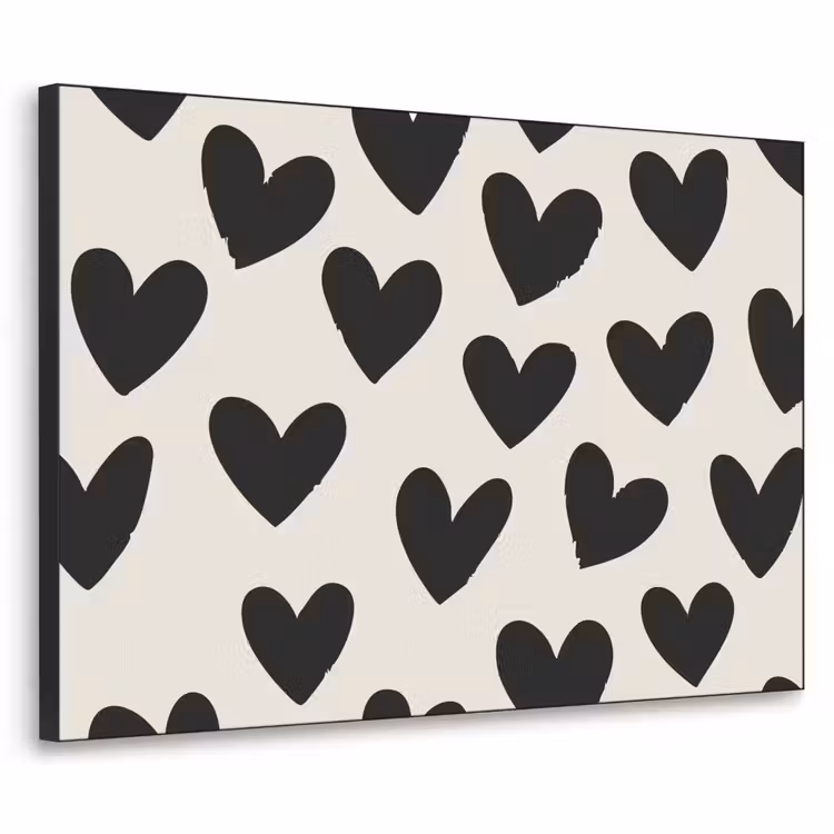 Hartjes - Zwart - Beige Textielframe zwart klein -3d