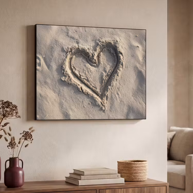 Hartvorm - Getekend - Beige - Zand Textielframe - compleet frame klein -sfeer3