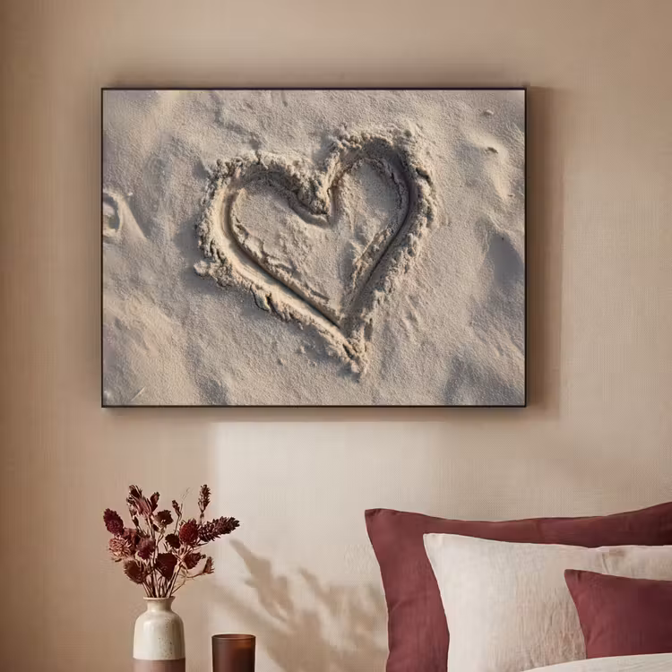 Hartvorm - Getekend - Beige - Zand Textielframe - compleet frame klein -sfeer1
