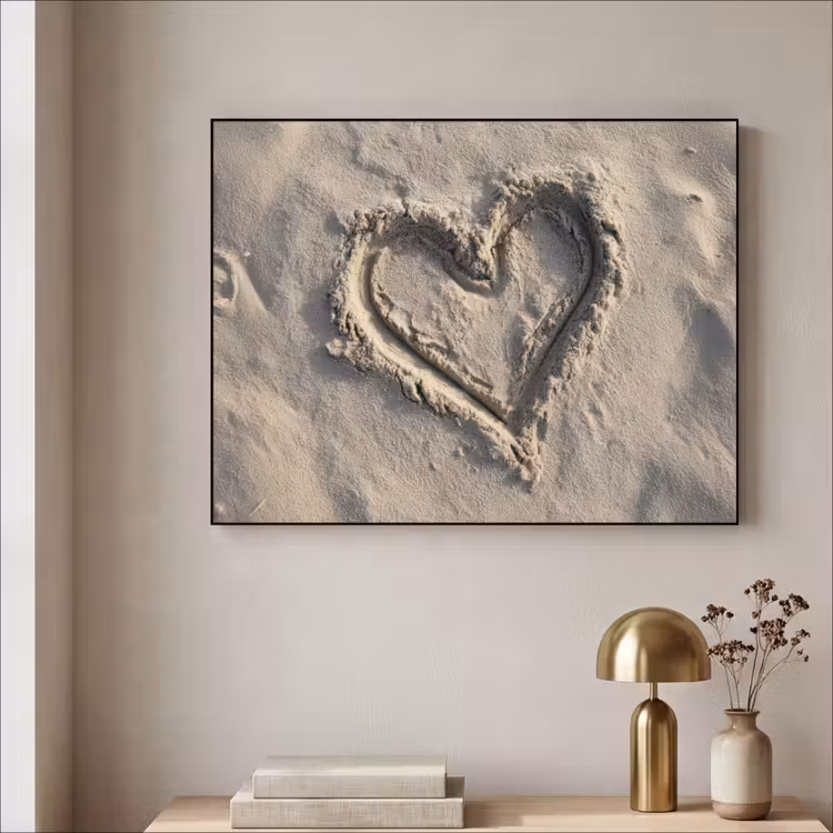 Hartvorm - Getekend - Beige - Zand Textielframe - compleet frame klein -sfeer2