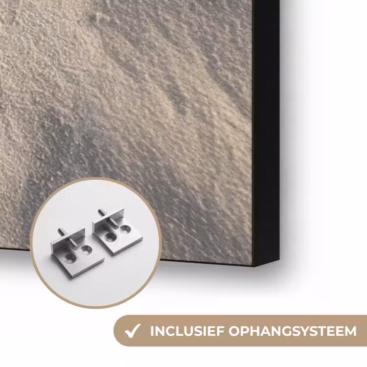 Hartvorm - Getekend - Beige - Zand Textielframe zwart klein -USP_ophangsysteemNL