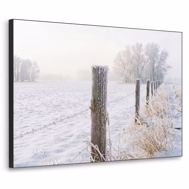 Hek - Sneeuw - Mist - Platteland - Nostalgisch Textielframe zwart klein -3d