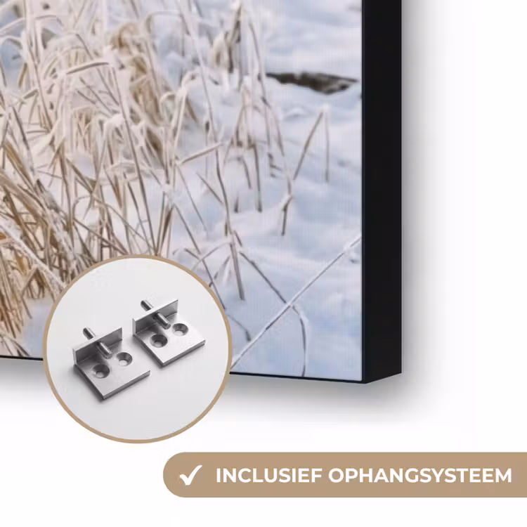 Hek - Sneeuw - Mist - Platteland - Nostalgisch Textielframe zwart klein -USP_ophangsysteemNL