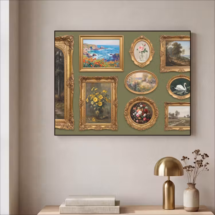 Hert - Bos - Natuur - Klassiek - Dieren Textielframe zwart klein -sfeer2